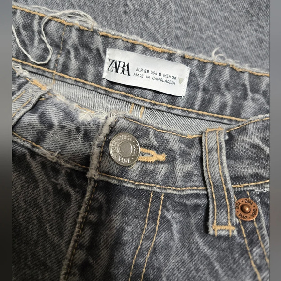 ZARA Gray Stonewash High Rise Straight Leg Jeans, Relaxed Fit, Ankle Length, EUC - Picture 12 of 14